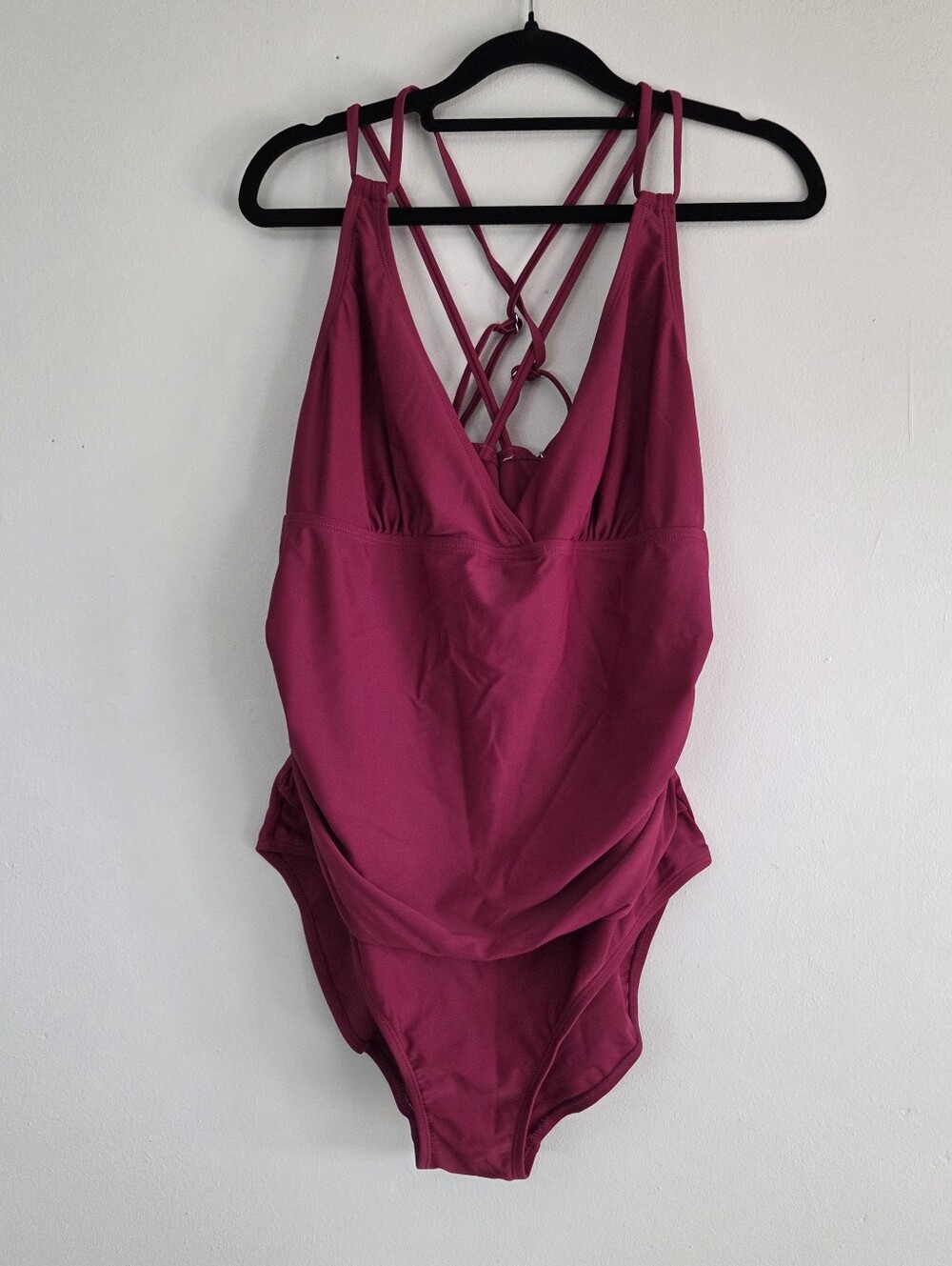 Cranberry One Piece Swim Bathing Suit XL Adjustable Straps Like New